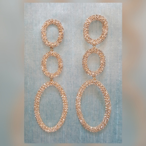 Jewelry - Layered Oval Rhinestone Earrings